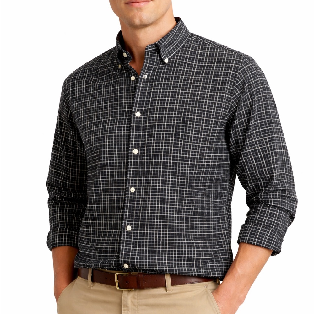 Vintage Ralph Lauren XL Men's Black and White Plaid Shirt Classic Button Down